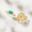 Turquoise and Diamond-Accented Ring in 14kt Yellow Gold