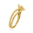 14kt Yellow Gold Two-Row Beaded V-Shaped Ring