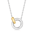 Sterling Silver and 14kt Yellow Gold Circle Necklace