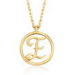 14kt Yellow Gold Initial Circle Pendant Necklace
