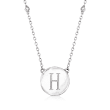 Sterling Silver Personalized Disc and .10 ct. t.w. Diamond Station Necklace