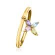 .28 ct. t.w. Multi-Gemstone Flower Charm Ring in 14kt Yellow Gold