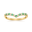 .10 ct. t.w. Emerald and .10 ct. t.w. Diamond Chevron Ring in 14kt Yellow Gold