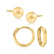14kt Yellow Gold Jewelry Set: 5mm Ball Studs and Hoop Earrings