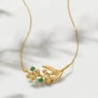 .10 ct. t.w. Emerald Lily of the Valley Flower Necklace in 14kt Yellow Gold