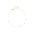 3-3.5mm Cultured Pearl Station Anklet in 14kt Yellow Gold