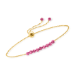 2.50 ct. t.w. Pink Tourmaline Bead Bolo Bracelet in 14kt Yellow Gold