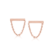 14kt Rose Gold Horizontal Bar and Chain Earrings