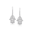 .20 ct. t.w. Diamond Filigree Hamsa Hoop Drop Earrings in Sterling Silver