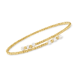 3-3.5mm Cultured Pearl Beaded Bypass Cuff Bracelet in 14kt Yellow Gold