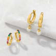 4-4.5mm Cultured Pearl Huggie Hoop Earrings in 14kt Yellow Gold