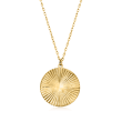 Italian 14kt Yellow Gold Starburst Circle Necklace