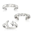 Sterling Silver Jewelry Set: Three Toe Rings