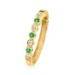 .13 ct. t.w. Diamond and .10 ct. t.w. Emerald Ring in 14kt Yellow Gold