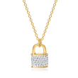 .14 ct. t.w. Diamond Lock Necklace in 14kt Yellow Gold