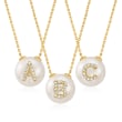 9.5-10mm Cultured Pearl and Diamond-Accented Initial Necklace in 14kt Yellow Gold