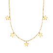 Italian 14kt Yellow Gold Paper Clip Link Star Necklace