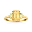 1.60 Carat Citrine and .20 ct. t.w. Peridot Ring in 14kt Yellow Gold