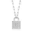 .25 ct. t.w. Diamond Padlock Paper Clip Link Necklace in Sterling Silver