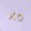 .10 ct. t.w. Diamond XO Mismatch Stud Earrings in 14kt Yellow Gold