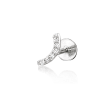 Diamond-Accented Curved Bar Single Flat-Back Stud Earring in Sterling Silver