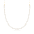 4-4.5mm Cultured Pearl Paper Clip Link Necklace in 14kt Yellow Gold