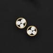 2.5-3mm Cultured Pearl Trio Circle Stud Earrings in 14kt Yellow Gold