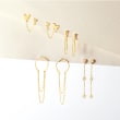 14kt Yellow Gold Double-Piercing Butterfly Chain Earrings
