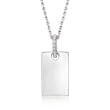Diamond-Accented Personalized Tag Pendant Necklace in Sterling Silver 16-inch