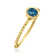 .40 Carat London Blue Topaz Beaded Ring in 14kt Yellow Gold
