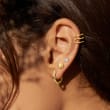Sapphire and Diamond-Accented Huggie Hoop Earrings in 14kt Yellow Gold