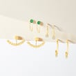 .50 ct. t.w. Emerald C-Hoop Earrings in 14kt Yellow Gold