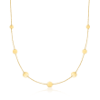 Italian 14kt Yellow Gold Multi-Size Disc Station Necklace