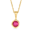 .29 Carat Ruby Pendant Necklace in 14kt Yellow Gold