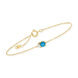 .30 Carat London Blue Topaz Bracelet with Swiss Blue Topaz and Diamond Accents in 14kt Yellow Gold