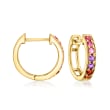 .22 ct. t.w. Multi-Gemstone Ombre Huggie Hoop Earrings in 14kt Yellow Gold