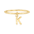 14kt Yellow Gold &quot;K&quot; Initial Charm Ring