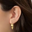 14kt Yellow Gold Multi-Charm Huggie Hoop Earrings