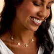 3-3.5mm Cultured Pearl Flower Station Necklace in 14kt Yellow Gold