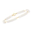 3-4mm Cultured Pearl and 14kt Yellow Gold Station Bracelet