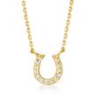 Diamond-Accented Horseshoe Necklace in 14kt Yellow Gold