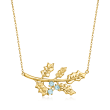 .20 ct. t.w. Swiss Blue Topaz Holly Flower Necklace in 14kt Yellow Gold