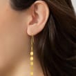 Italian 14kt Yellow Gold Mirror-Link Linear Drop Earrings