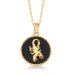 Black Onyx Zodiac Necklace in 14kt Yellow Gold