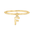 14kt Yellow Gold &quot;F&quot; Initial Charm Ring