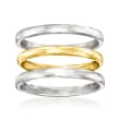 Sterling Silver and 14kt Yellow Gold Jewelry Set: Three Rings