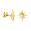 Italian 14kt Yellow Gold Star Earrings with Diamond Accents
