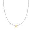 Sterling Silver and 14kt Yellow Gold Paper Clip Link Toggle Necklace