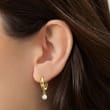 4-4.5mm Cultured Pearl Huggie Hoop Earrings in 14kt Yellow Gold
