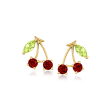 .50 ct. t.w. Garnet and .20 ct. t.w. Peridot Cherry Stud Earrings in 14kt Yellow Gold